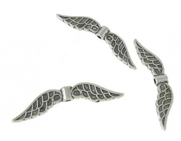 10x Engelsflügel gross, 32mm antik silber